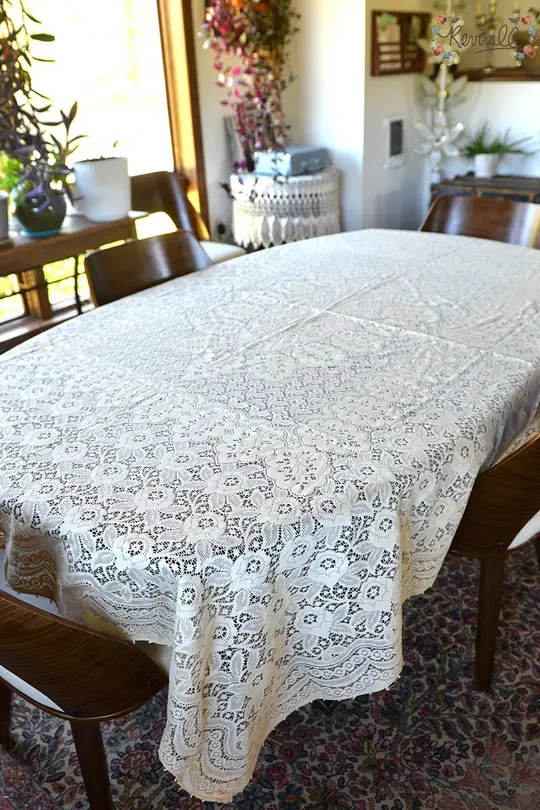 Extra Large Vintage Lace Tablecloth #8