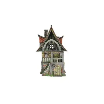 Fully painted 28mm 3D-printed red-roofed town house with arched porch — tabletop RPG terrain for D&D, Pathfinder & wargaming