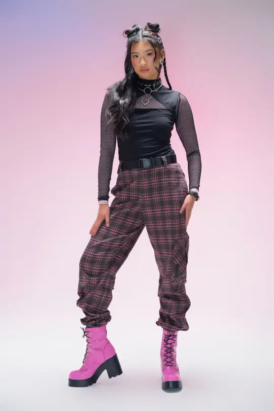 Punk In Pink Tartan Cargo Pants