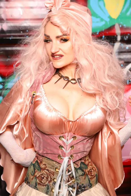Cropped Vixen Underbust in Blush Motif Velvet - The Darling Dolly Collection