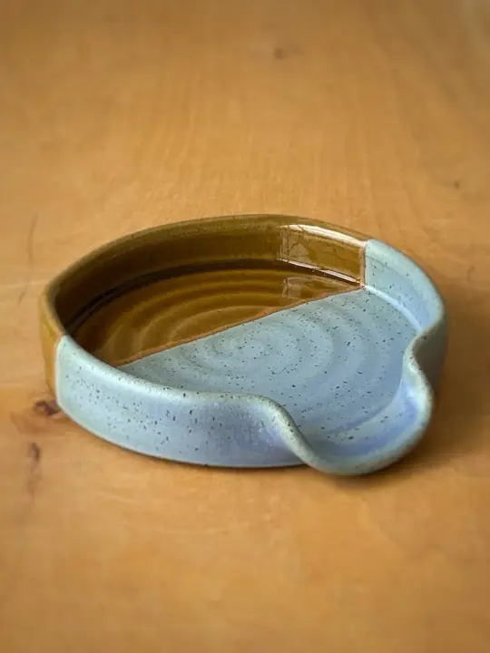 Spoon Rest - Denim Blue + Brown