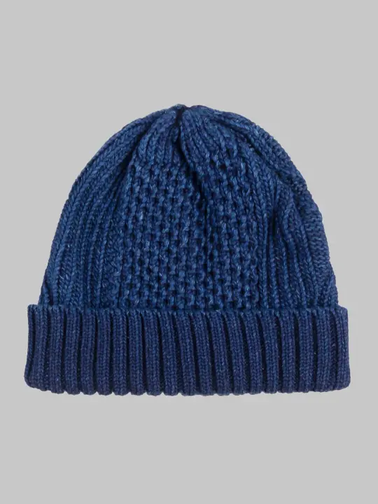 ROTOTO Aran Cable Indigo Watch Cap Dark Denim