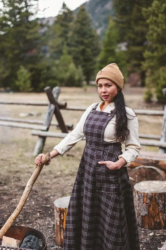 Wool Pinafore in Subterranean Plaid-Small Left!
