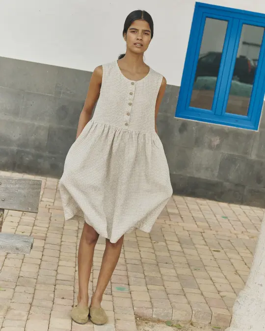 Sleeveless midi MAMA linen dress