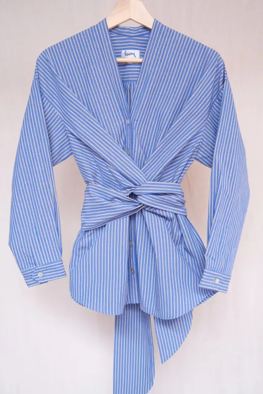VITTO blouse in the office striped poplin fabric
