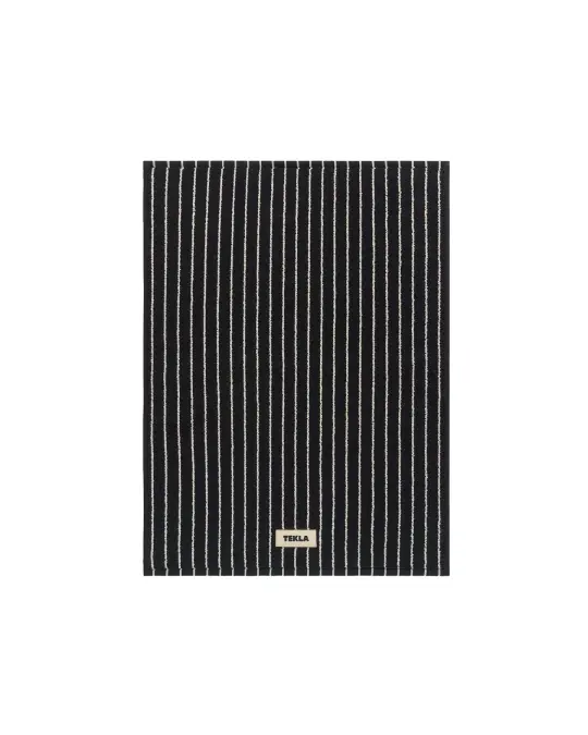 Tekla Terry Bath Mat Black Stripes