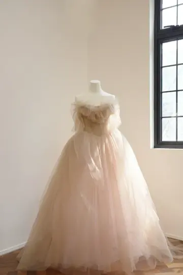 Light brown strapless fitted waist ball gown/bridal dress R8540