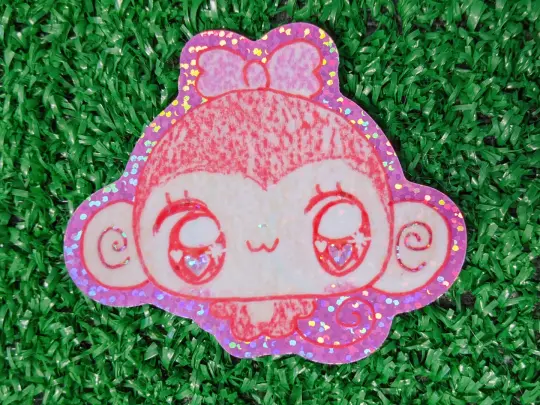 monkie girl holographic waterproof vinyl sticker