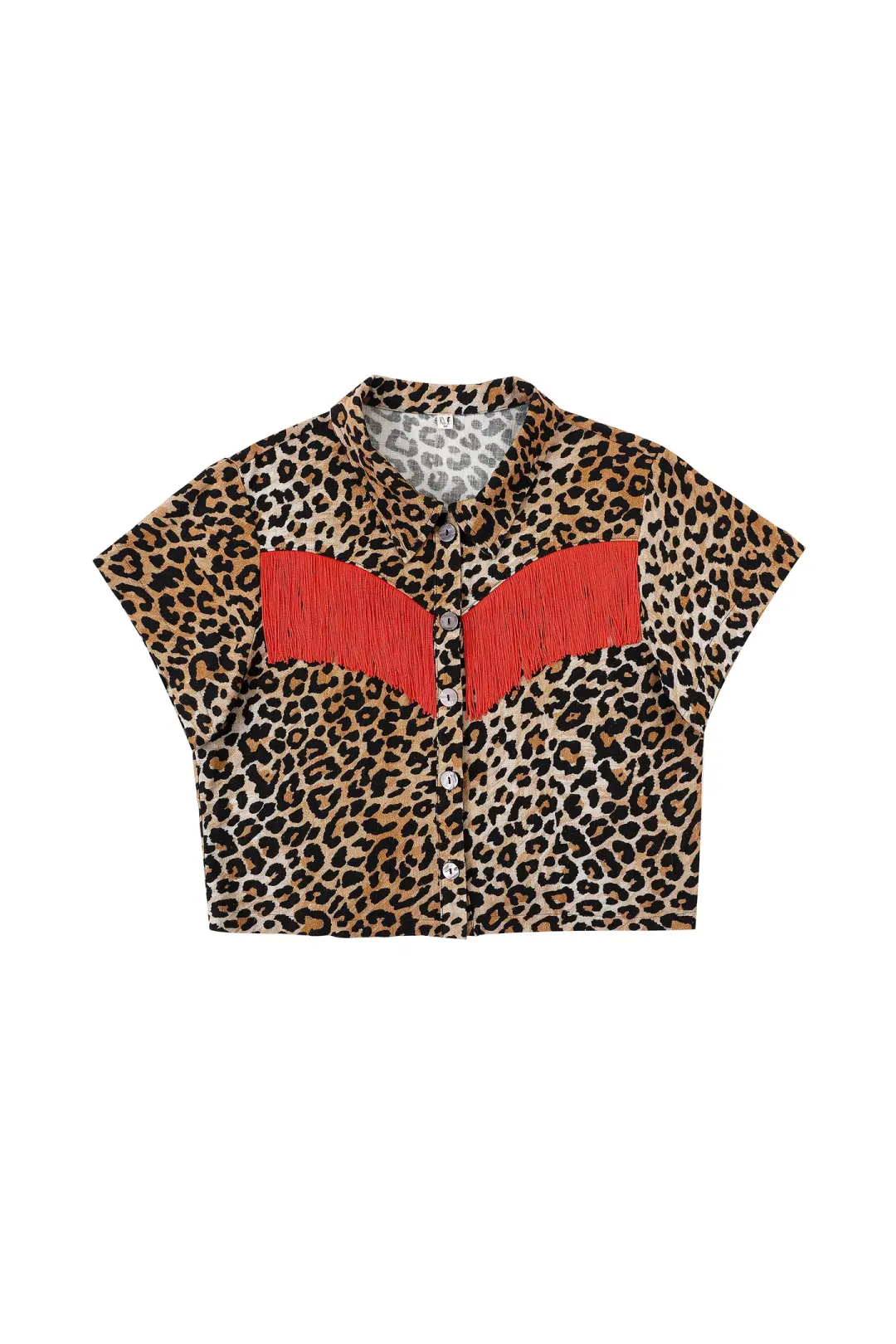 Soft Linen Fringe Blouse Leopard