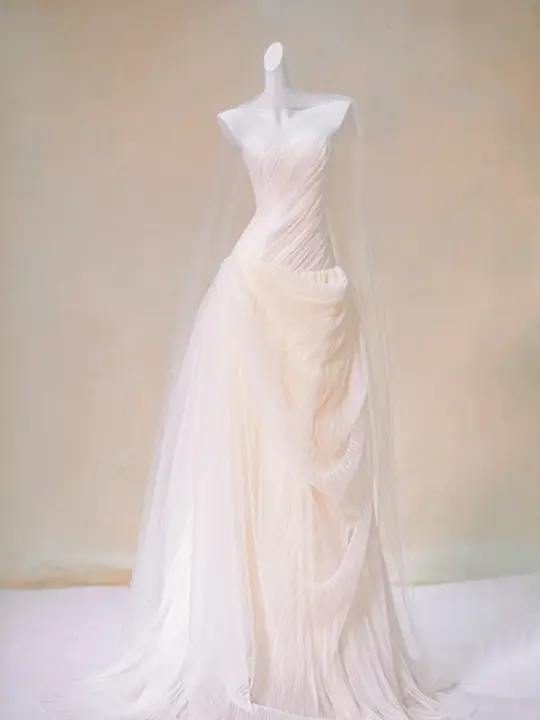 Pink tube top waist slim hip sexy long dress bridal gown R5730