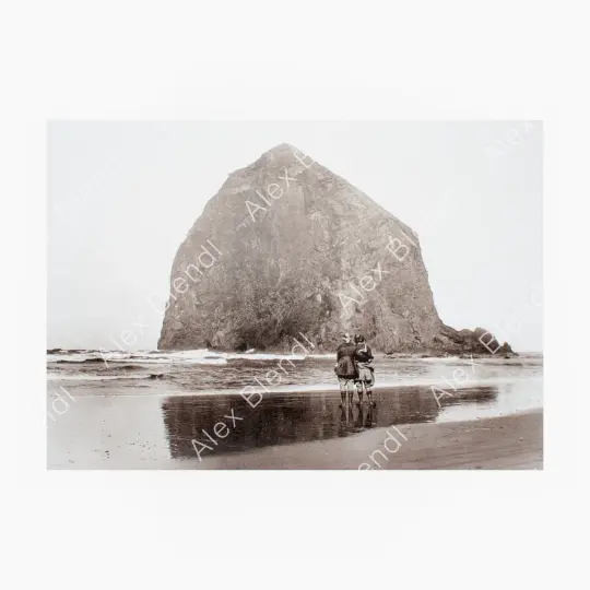 Historical Photo: Haystack Rock with Two Friends at Cannon Beach 1924