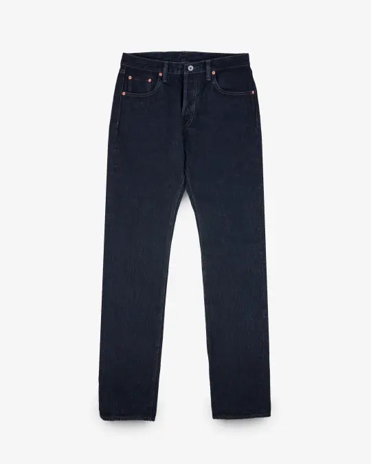 16oz Slubby Selvedge Denim Straight Cut Jeans - Indigo Overdyed Black