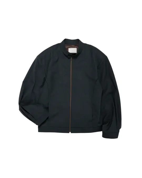 Amomento Wool Stripe Zip-Up Jumper Black