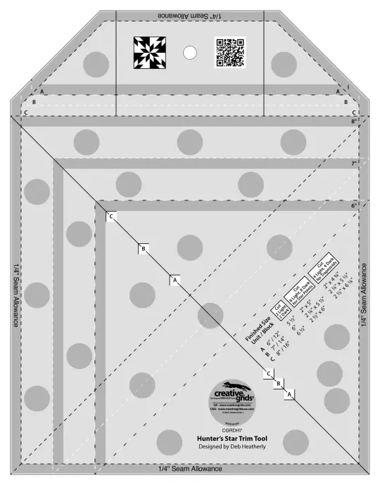 Creative Grids Quilt Ruler Hunter Star Trim Tool