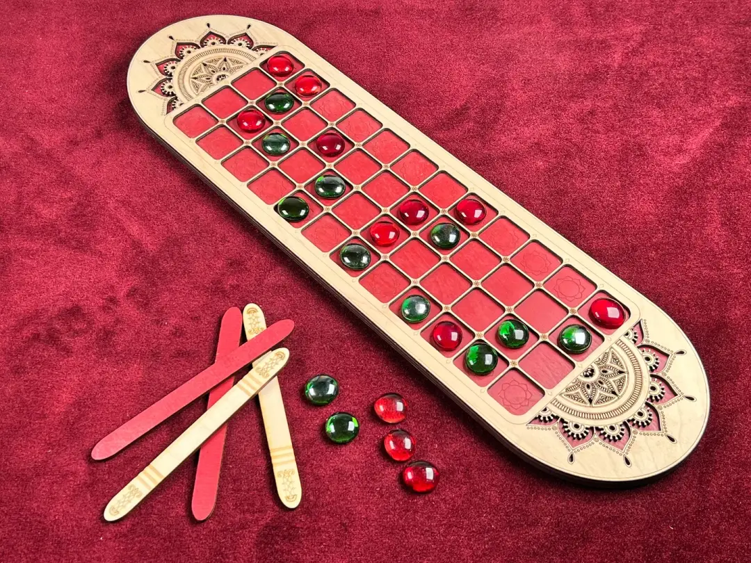 Tablan ~ The Ancient Game of India. Abstract Wooden Board Game from the Ancient World.