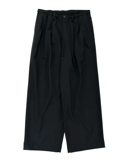MARKAWARE Triple Pleated Easy Trousers Organic Wool 2/80 Tropical Black