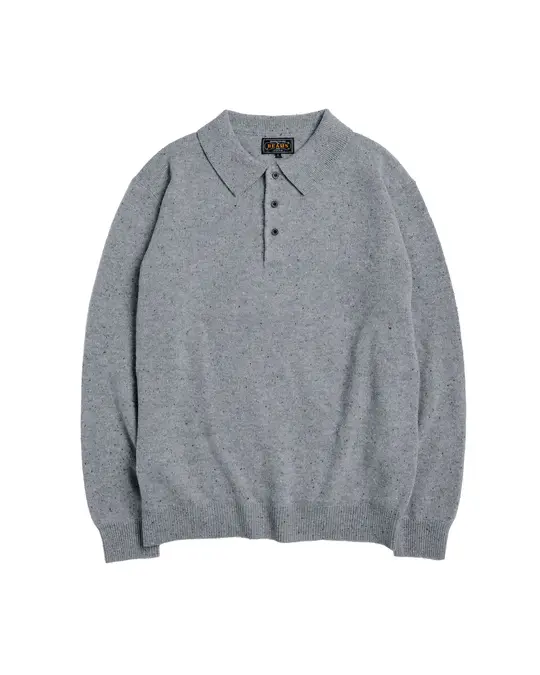 Beams Plus Knit Polo Nep 9G Ice Blue