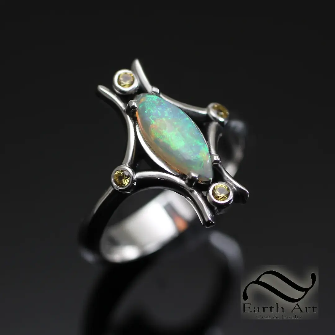 Split shank Australian opal Ring - Sterling Silver