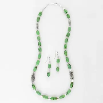 Green Royston Turquoise Earrings and Necklace Set