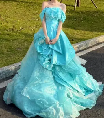Elegant Mint Green A-Line Off-the-shoulder Applique Corset Maxi Quinceanera Dress RS570