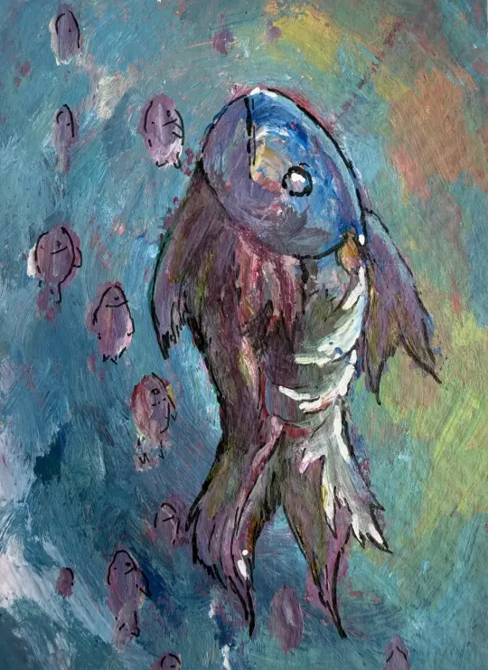Schooling, Colorful Fish Wall Art Print