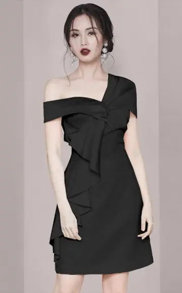 French white satin one shoulder design fashionable banquet dress homecoming dress R2982