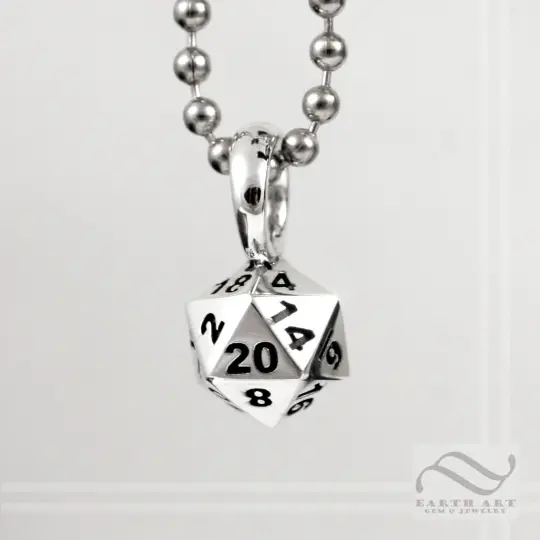 D20 Double Damage Pendant - Sterling Silver