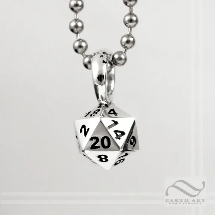 D20 Double Damage Pendant - Sterling Silver
