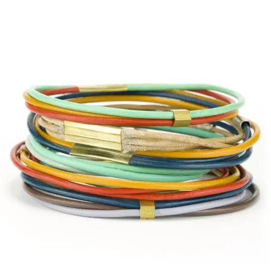 Leather bangle bracelet