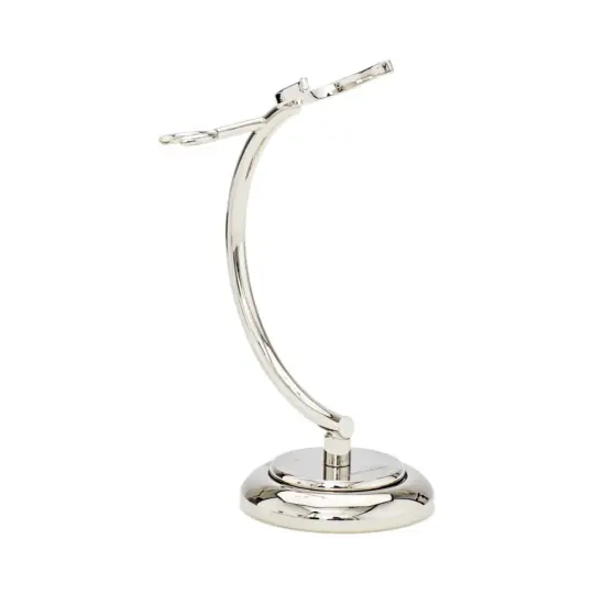 Chrome Curved Razor and Brush Stand