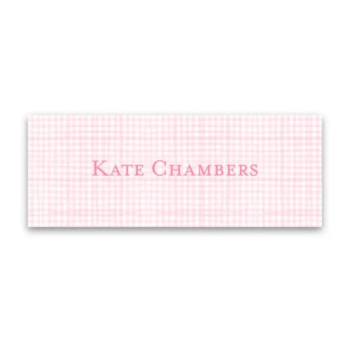 Girl's Pink Gingham Vinyl Sticker Label