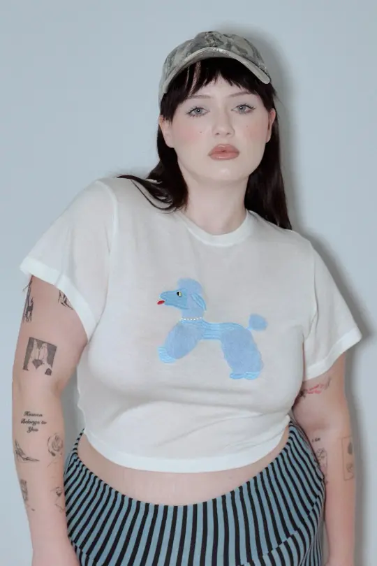 Poodle Wool Blend Tommy Tee White