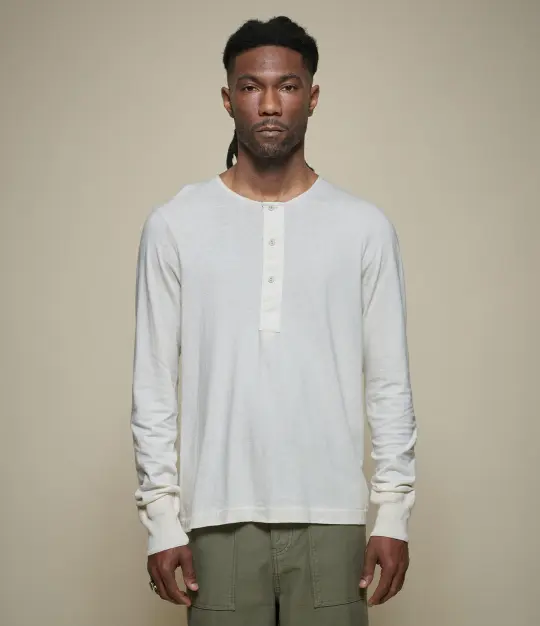 102 Loopwheeled Maco-Imit Long Sleeve Henley