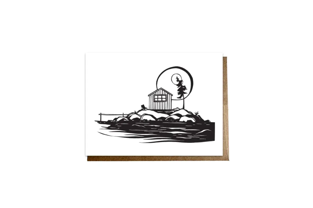 "Island Cabin" card