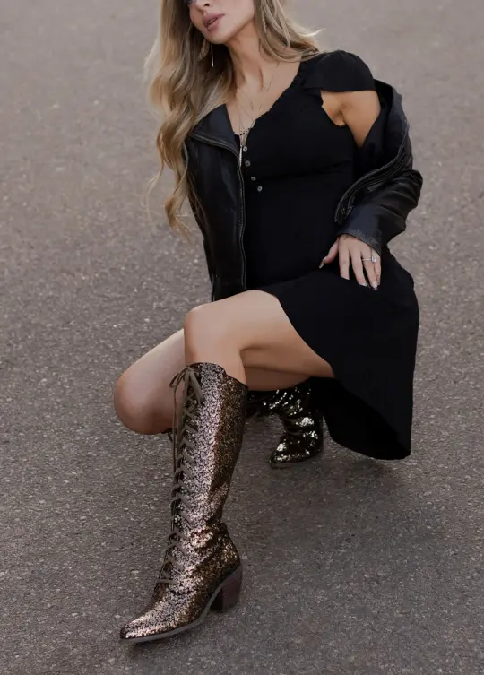 Bryce Boots in Bronze Sequin