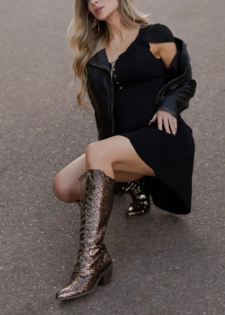 Bryce Boots in Bronze Sequin