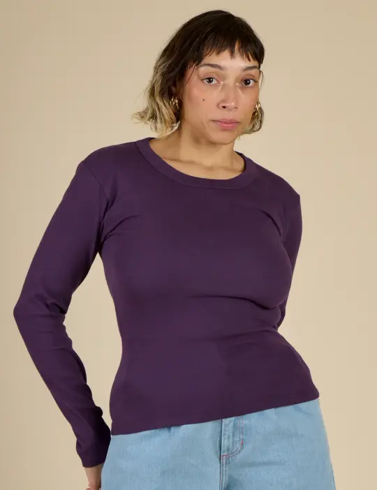 Long Sleeve Baby Tee - Nebula Purple