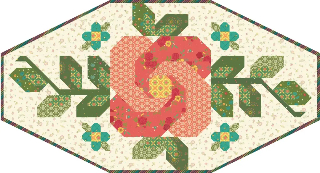 Rose Garden Runner - Single Rose with Cream Background in Market Street