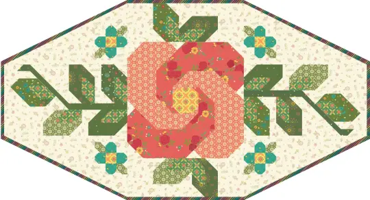 Rose Garden Runner - Single Rose with Cream Background in Market Street
