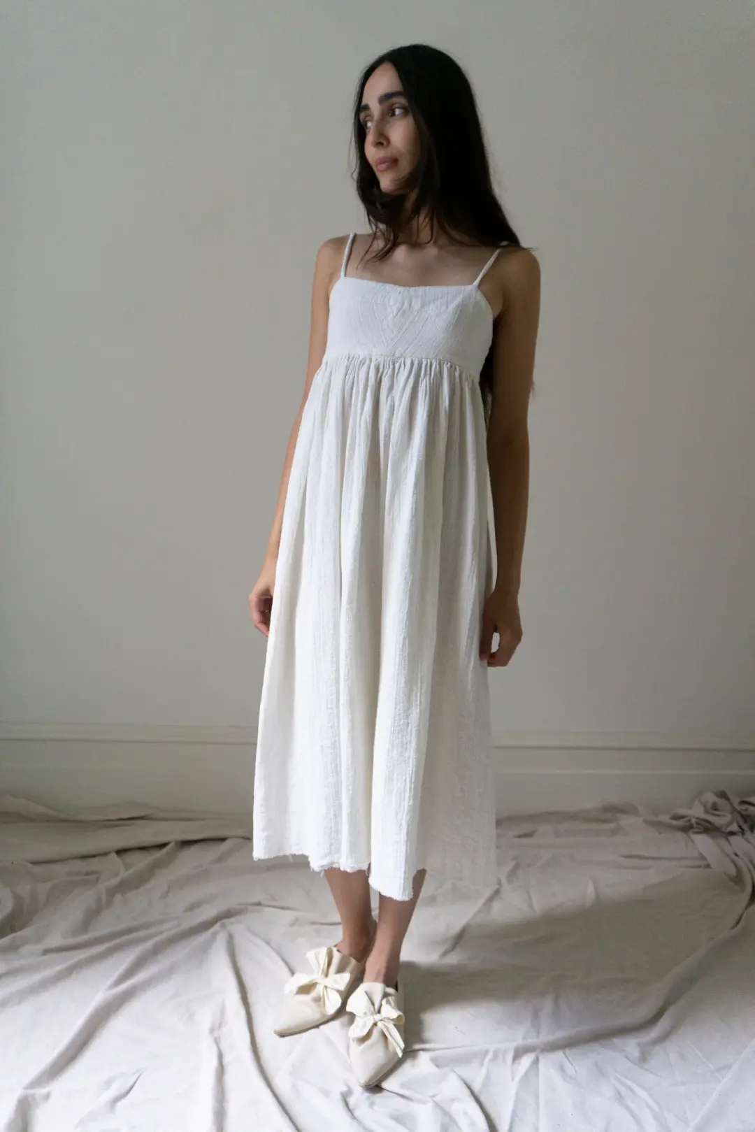 Esme Linen Dress - White