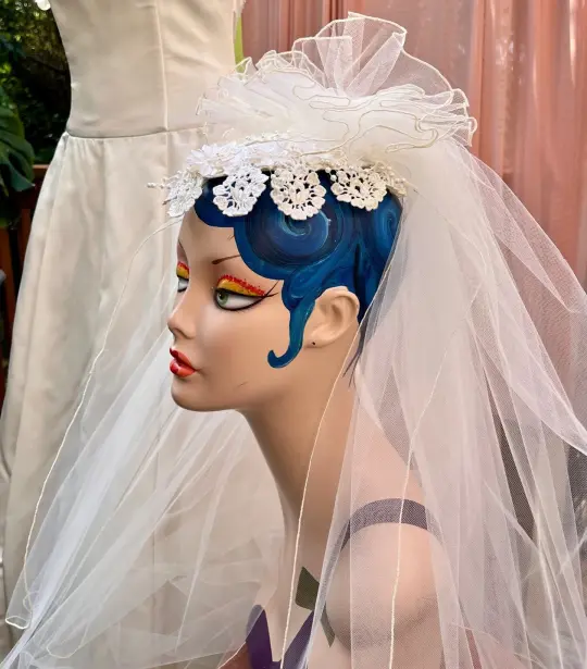 Ivory Lace & Pearl Headpiece + Veil
