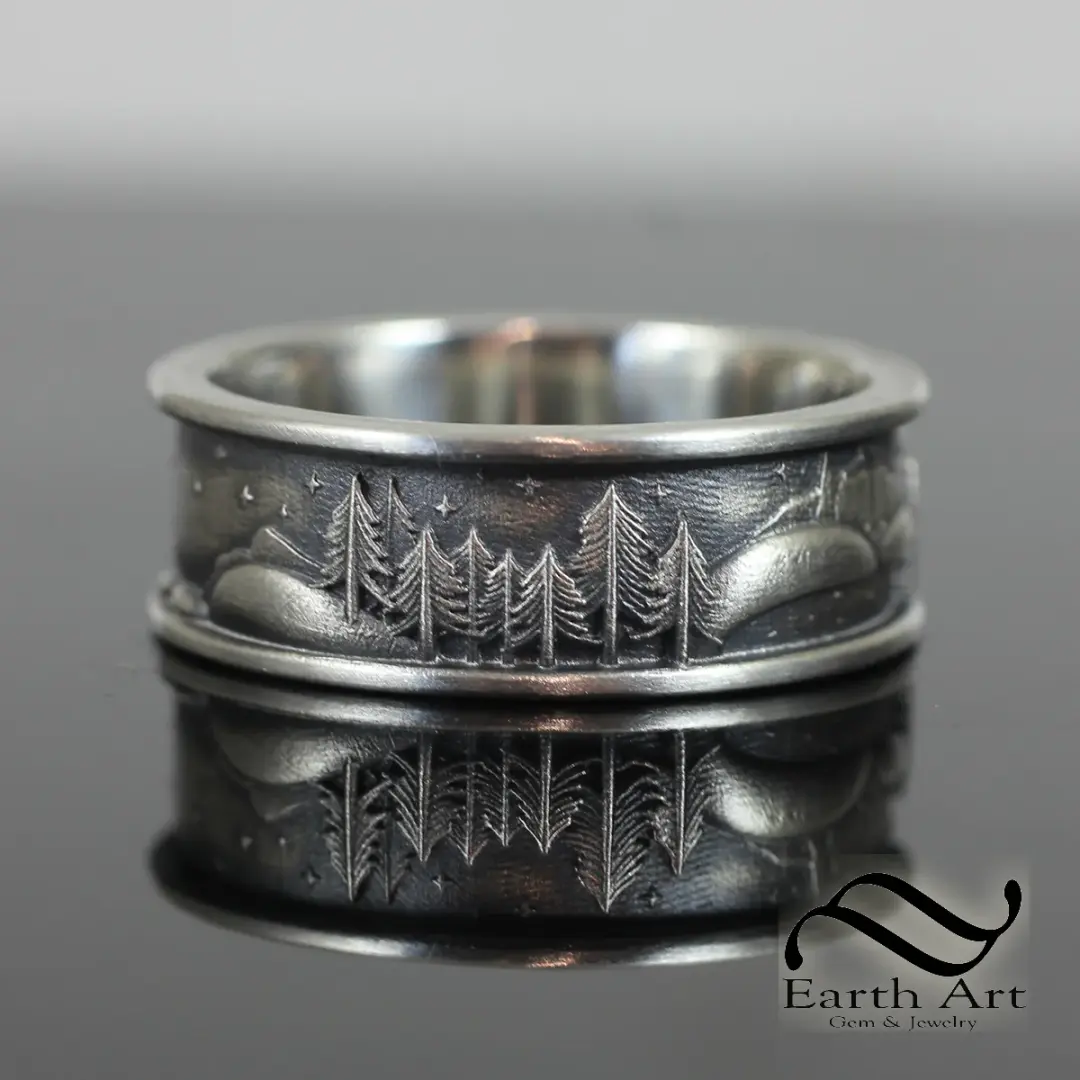 The Landscape Ring - Mens ring in 14k gold or sterling silver