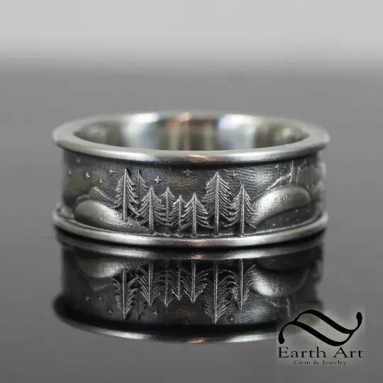 The Landscape Ring - Mens ring in 14k gold or sterling silver