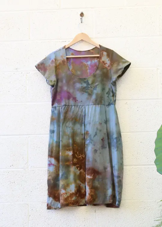 OOAK - Slip Eclipse Short Dress  / L / TISSUE Hemp/Organic Cotton / Ice Dye (156)