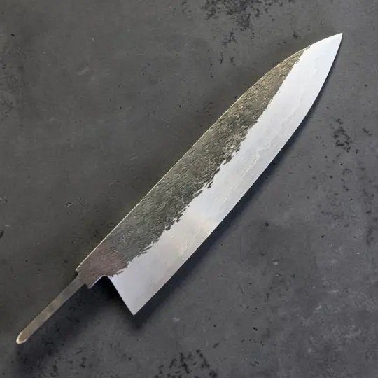 Isamitsu Stainless Clad Aogami Super Kurouchi Tsuchime Gyuto 240mm - Blade Only