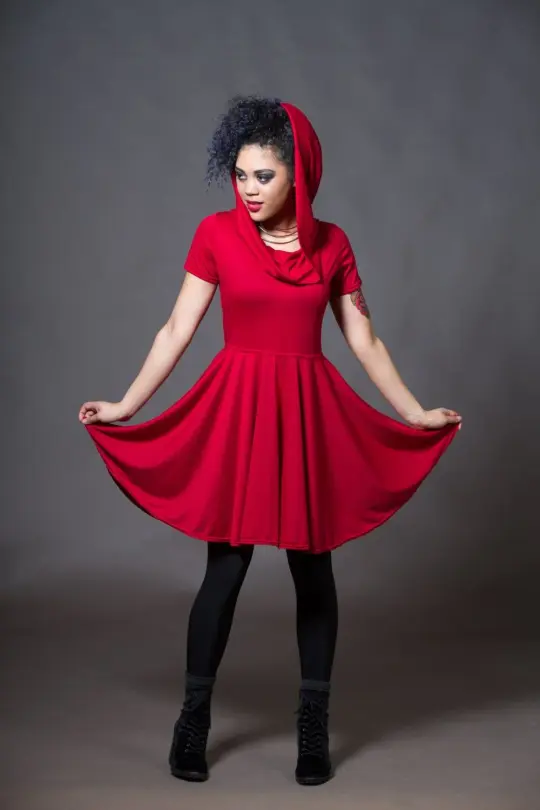 Skater Dress with Hooded Cowl