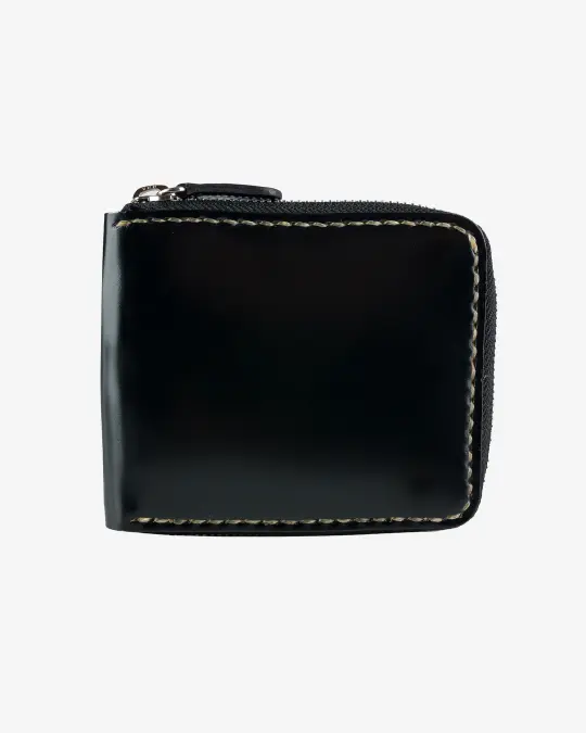 Zip-Secured Shell Cordovan Wallet - Black