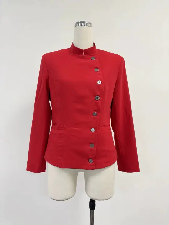 SAMPLE #415 - S/M Asymmetrical Button Blazer - Red