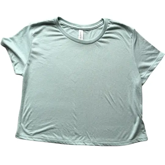 ADULT - Women's Medium Cropped Robins Egg Blue T-Shirt