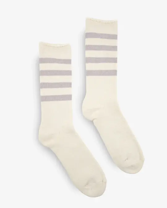 Decka Showatabé Organic Striped Pile Socks - Ecru x Purple